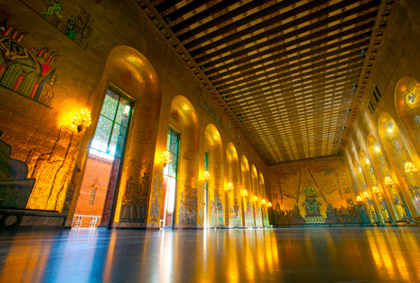 Golden Hall, local que fica dentro da prefeitura de Estocolmo