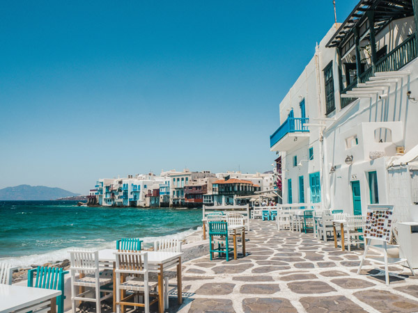 Vista da cidade em Mykonos, uma das melhores ilhas gregas.