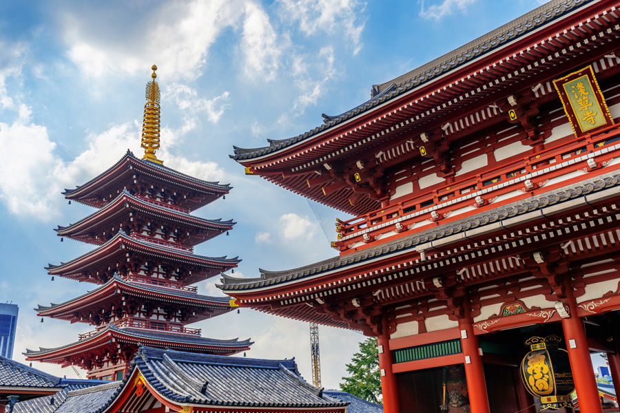 Templo Senso-ji e pagode de cinco andares em Asakusa, Tóquio